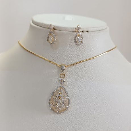 American Diamond Gold Babita Pendant Set 