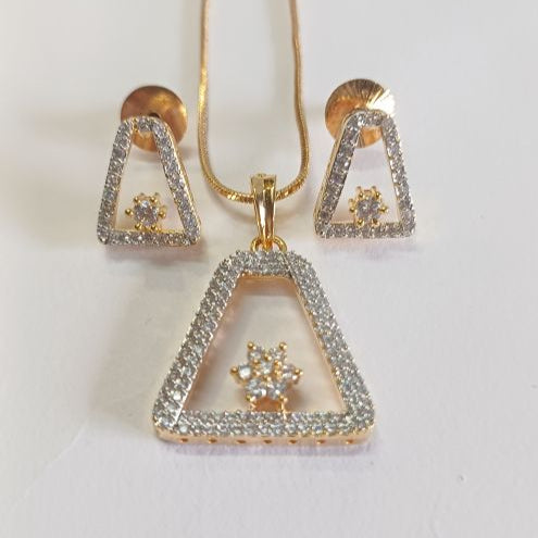 American Diamond Gold Banhi Pendant Set
