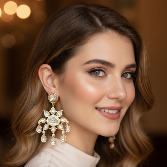 Gold Kundan Bhagya Danglers