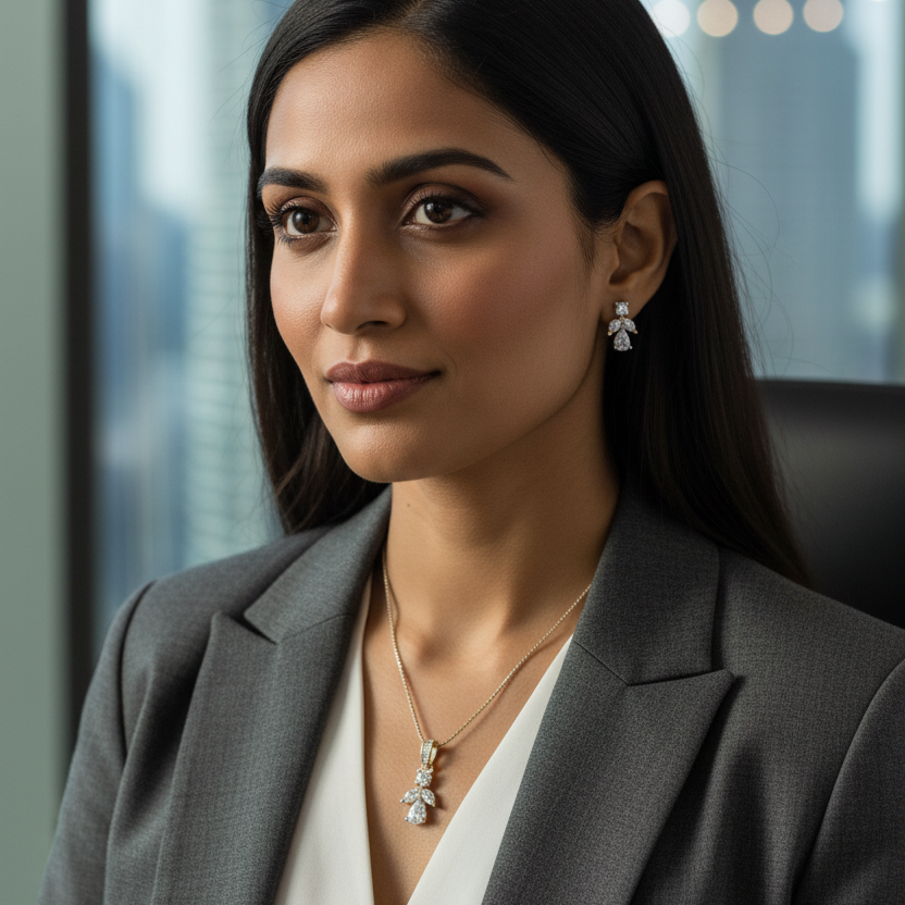 Gold Bhoomi Diamond Pendant Set