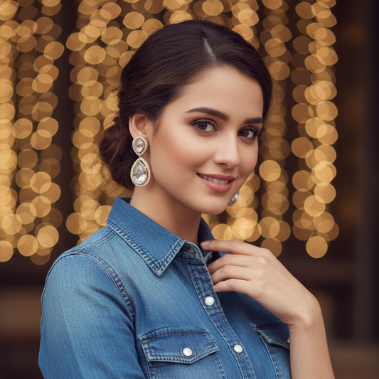 Gold Bhu Kundan Drop