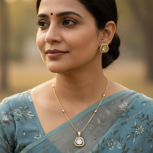 Gold Bopha Kundan Pendant Set