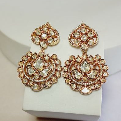 Gold Brinda Kundan Drop Earrings