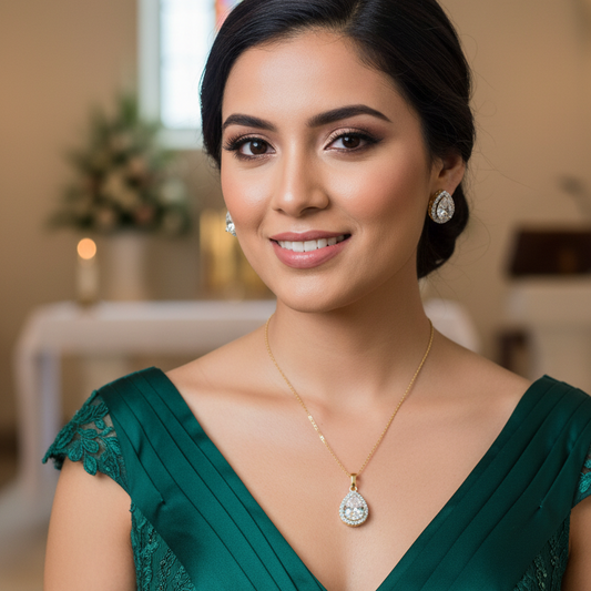 Gold Chakor Diamond Pendant Set