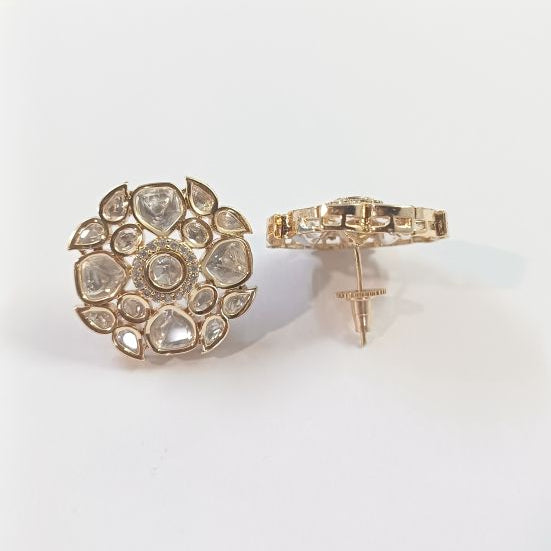 Gold Chitra Kundan Studs