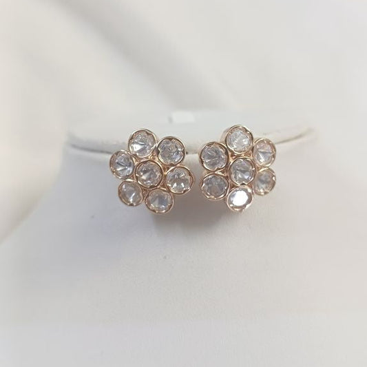 Gold Kundan Devina Studs Earrings in Carat Plating on Brass