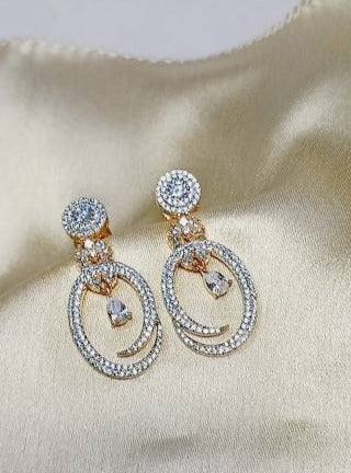 American Diamond Gold Dhuni Drop Earrings