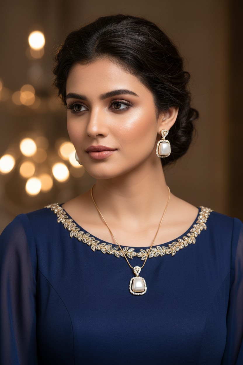 Gold Diva Diamond Pendant Set