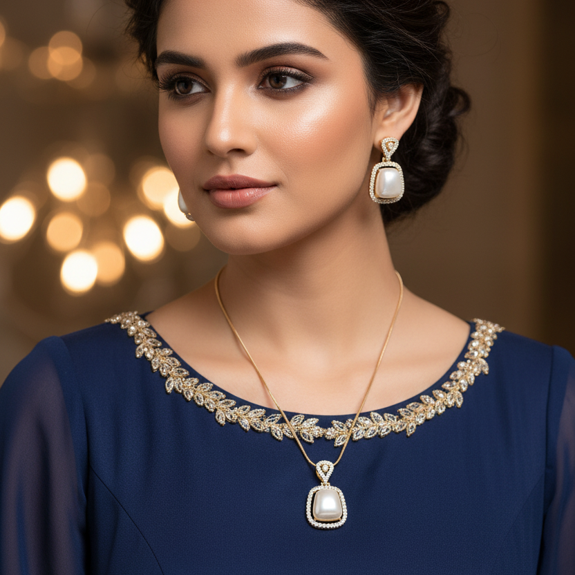 Gold Diva Diamond Pendant Set