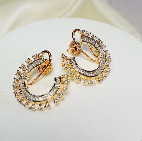 AD Gold Diya Studs Earrings