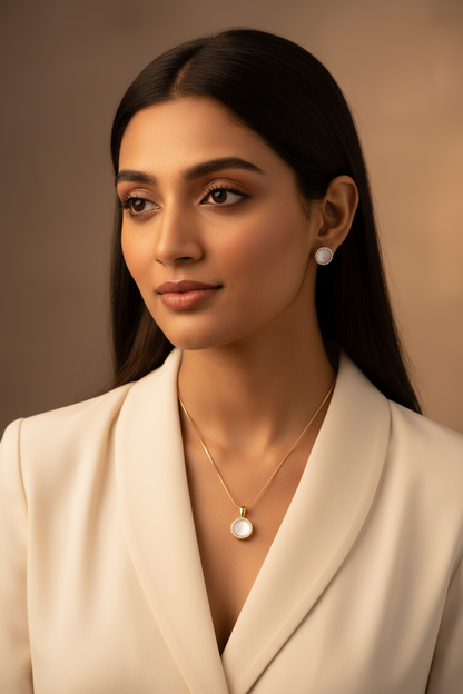 Gold Durva Diamond Pendant Set