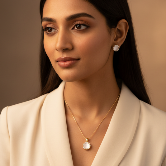 Gold Durva Diamond Pendant Set