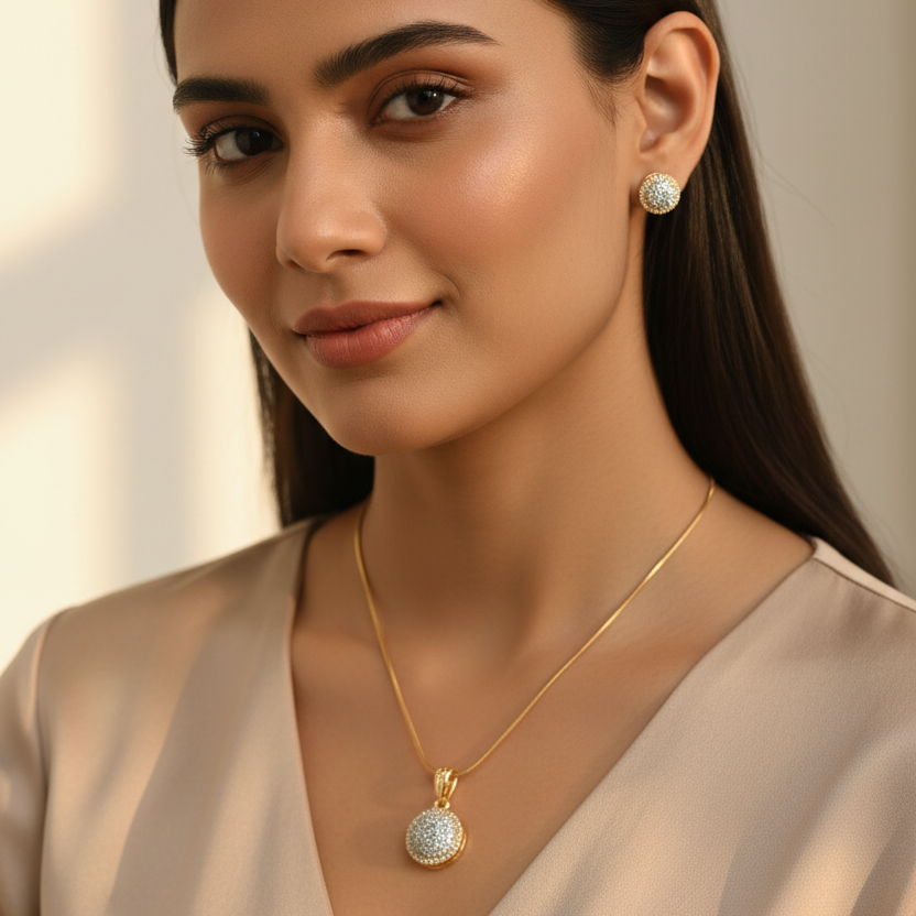 Gold Dyuti Diamond Pendant Set