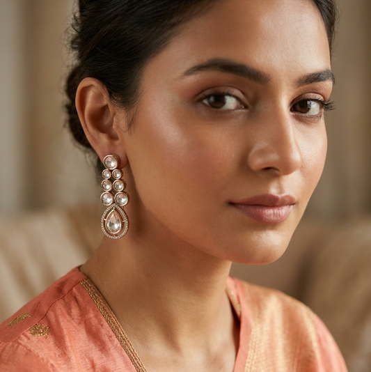 Gold Ekani Kundan Dangler