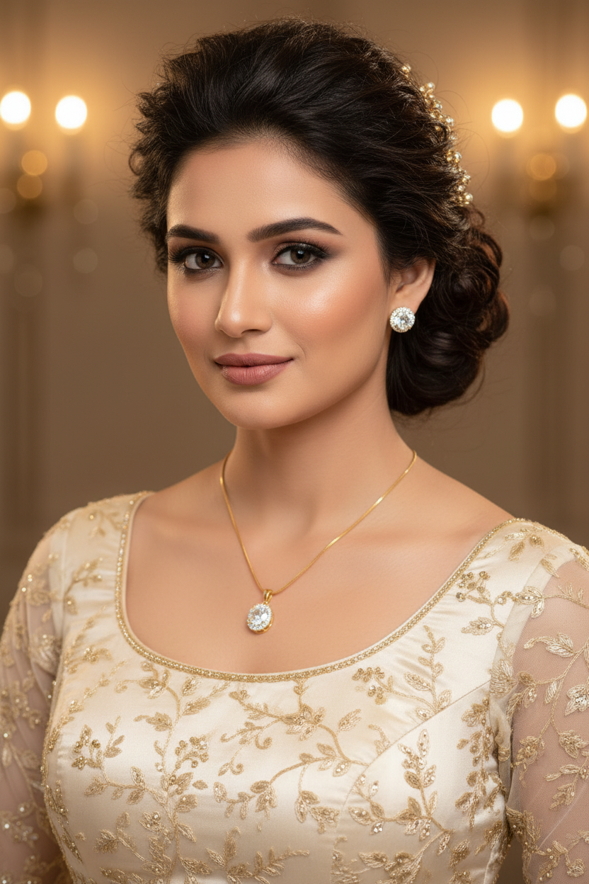 Gold Emie Diamond Pendant Set