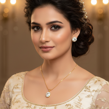 Gold Emie Diamond Pendant Set