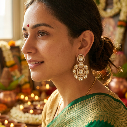 Gold Eshwari Kundan Dangler