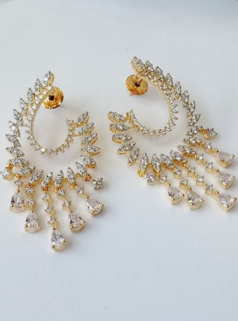American Diamond Gold Faiza Drop Earrings