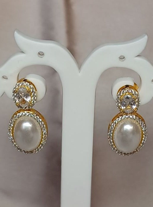 American Diamond Gold Feni Drop Earring