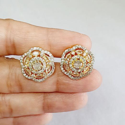 American Diamond Gold Ganga Studs 