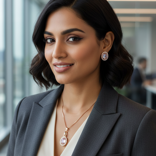 Gold Gatita Kundan Pendant Set