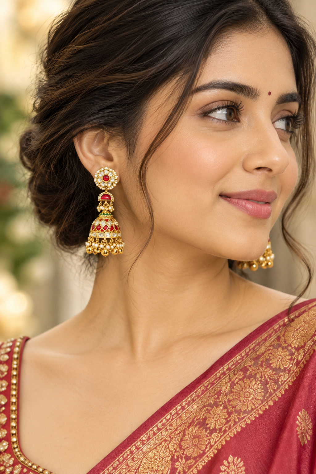 Gold Gaytri KundanJhumki