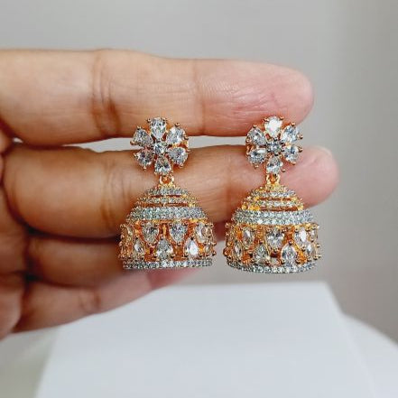 American Diamond Gold Ghena Jhumkis
