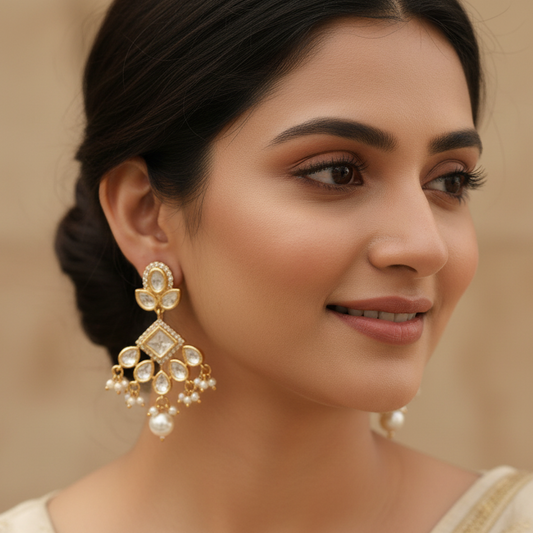 Gold Harika Kundan Dangler