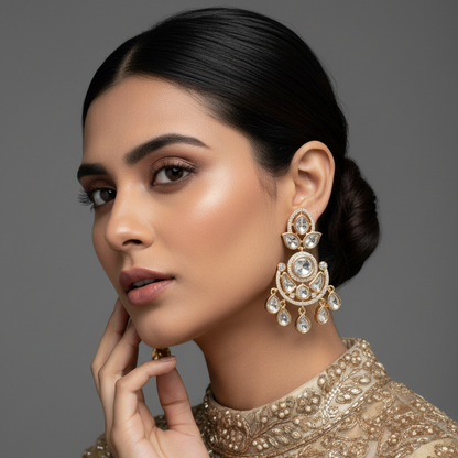 Gold Harshi Kundan Chandbali