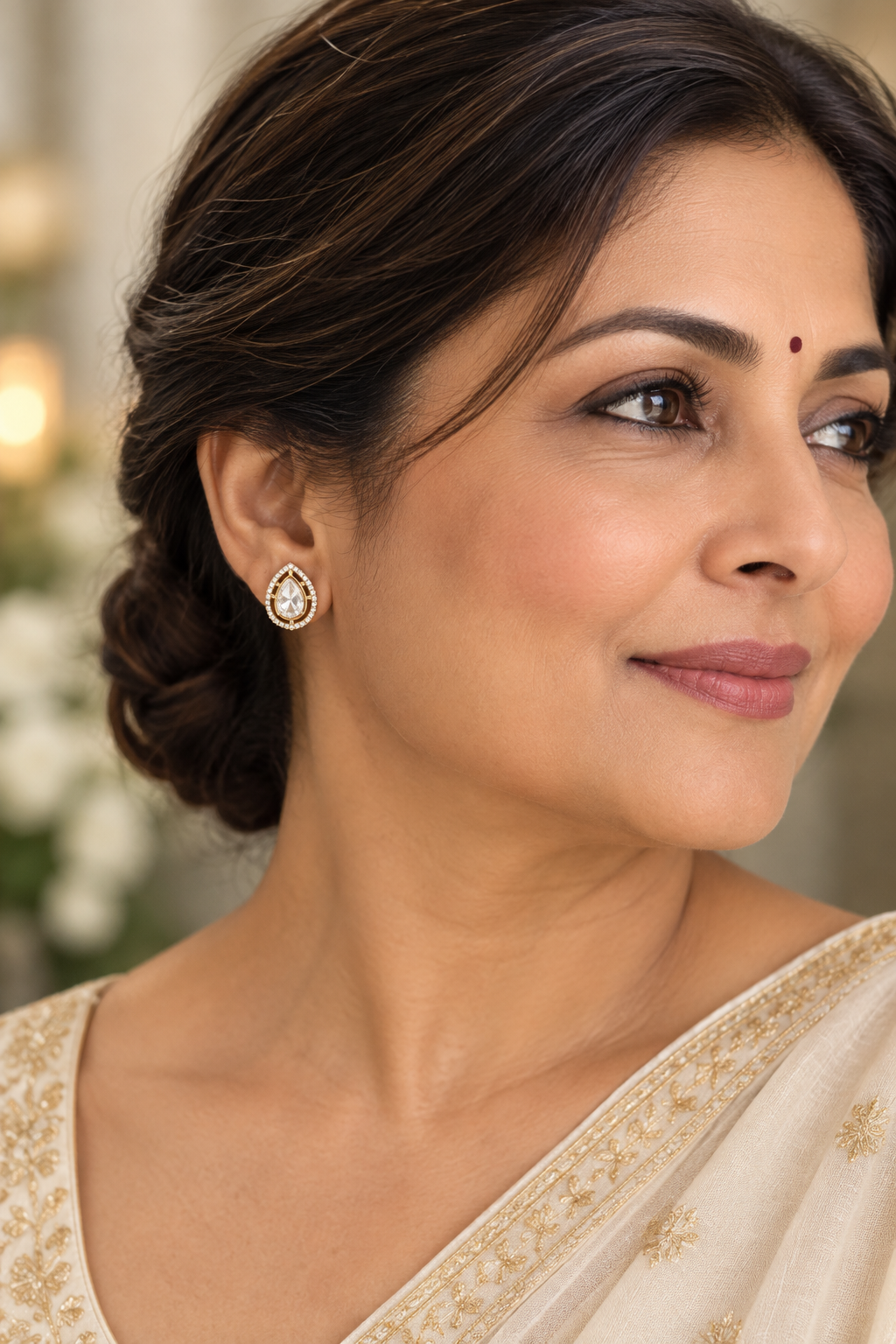 Gold Heeya Kundan Studs