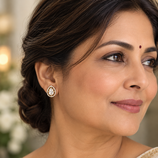 Gold Heeya Kundan Studs