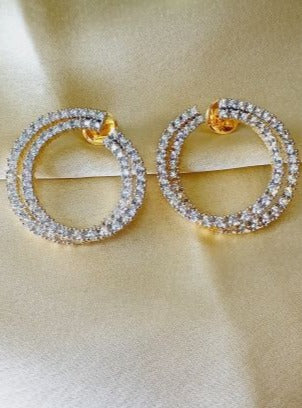 American Diamond Gold Hemal Stud Earrings