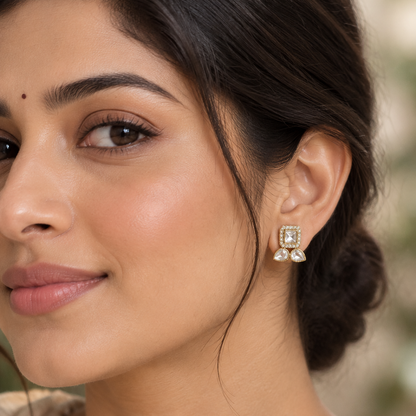 Gold Jala Kundan Studs