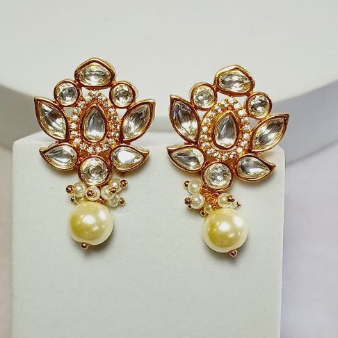 Gold Jalpi Kundan Studs