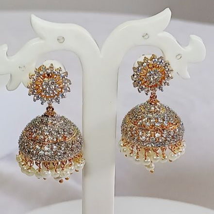 Gold Jiya American Diamond Jiya Jhumki Earrings