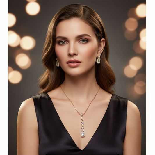 Gold Kayra Diamond Pendant Set