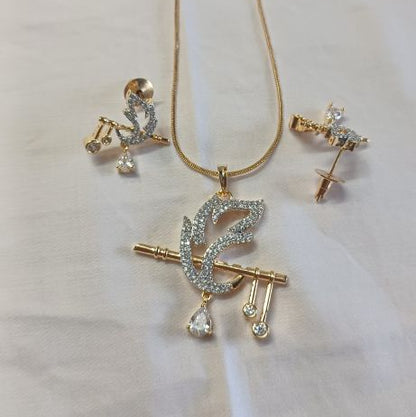 Gold Krishna Diamond Pendant Set