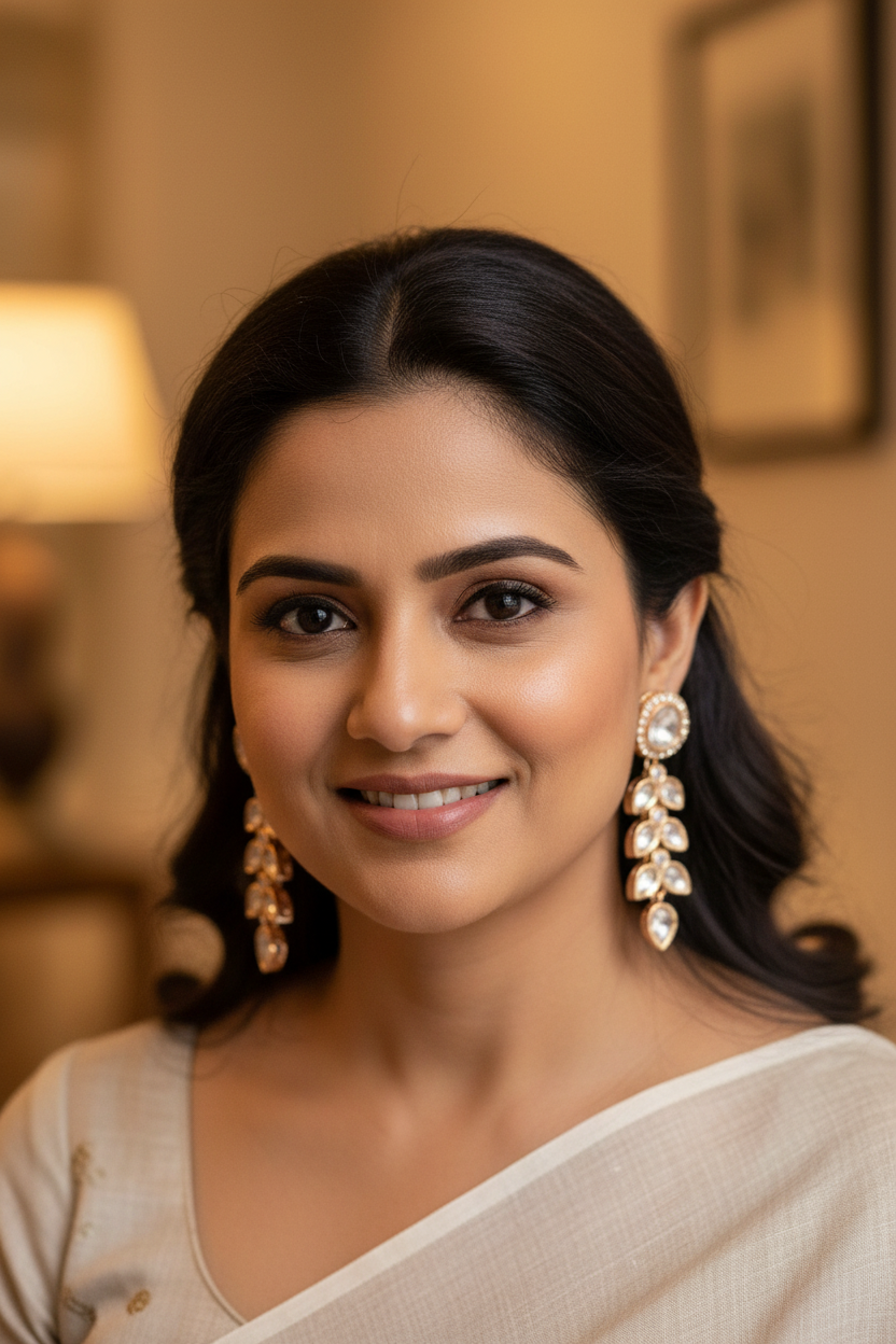Gold Kundan Charmi Danglers