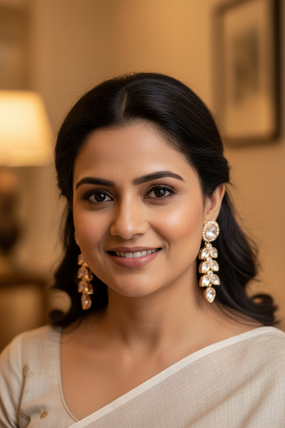 Gold Kundan Charmi Danglers
