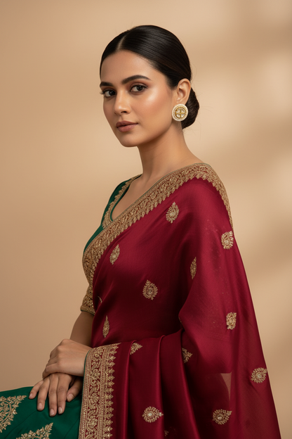 Gold Leena Kundan Studs