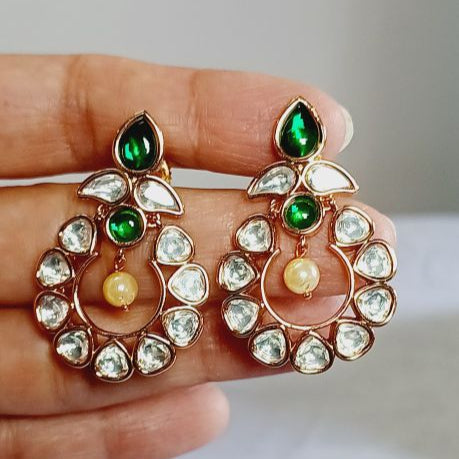 Gold Lenia Kundan Drop Earrings 