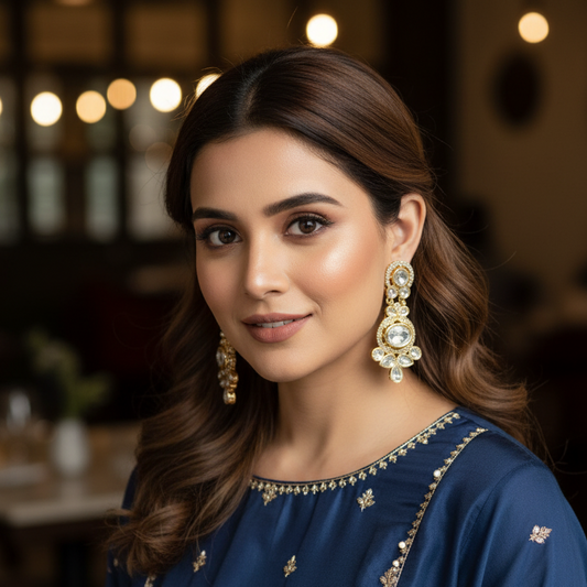 Gold Lonika Kundan Dangler