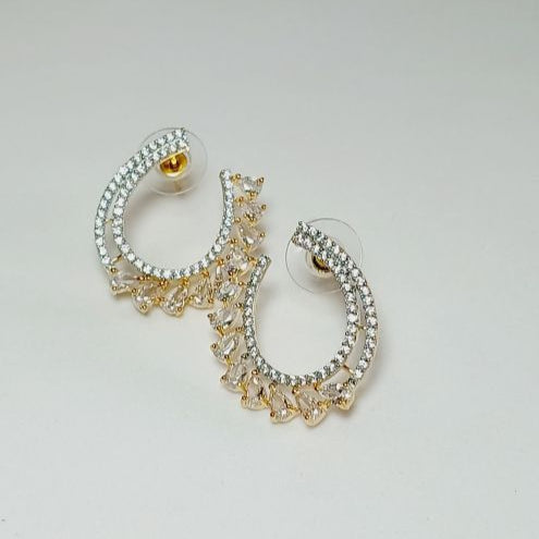 Gold Mehar American Diamond Studs Earrings