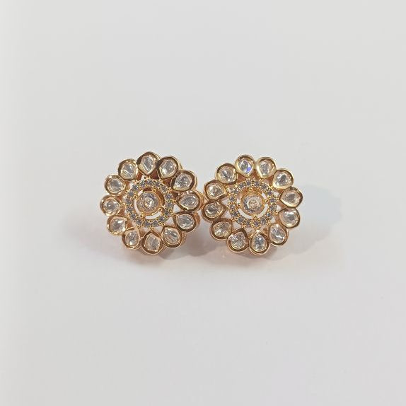 Gold Miraal Kundan Studs