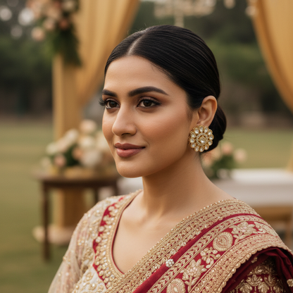 Gold Miraal Kundan Studs