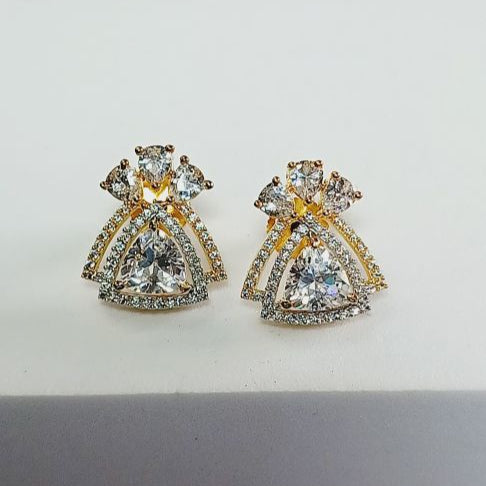 Gold Neela American Diamond Studs Earrings