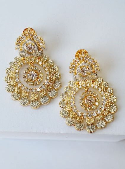 American Diamond Gold Netra Dangle Earrings