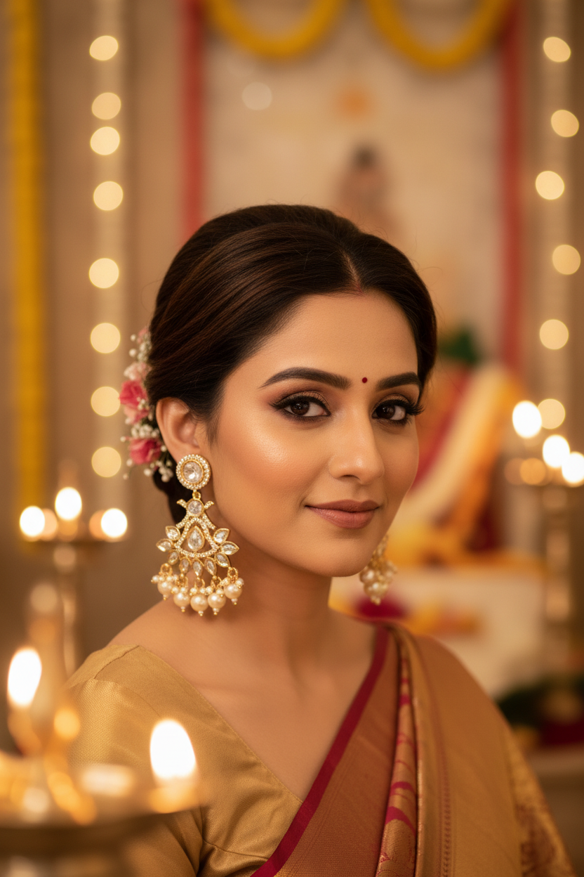 Gold Nihan Kundan Dangle