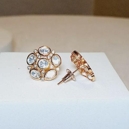 Gold Nihira Kundan Studs