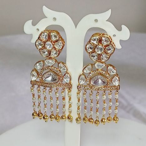 Gold Nisha Kundan Dangle Earrings